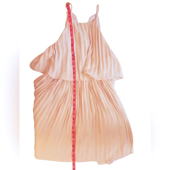 Peach Pleated Dress by Ark & Co. with Tie Back Closure and Beaded tassels Sz L - Picture 7 of 14